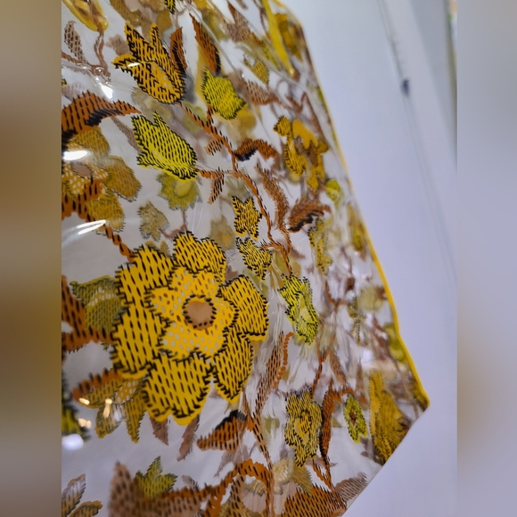 Vintage 70s vinyl tote beach bag/ book tote yellow flowers - Picture 4 of 5